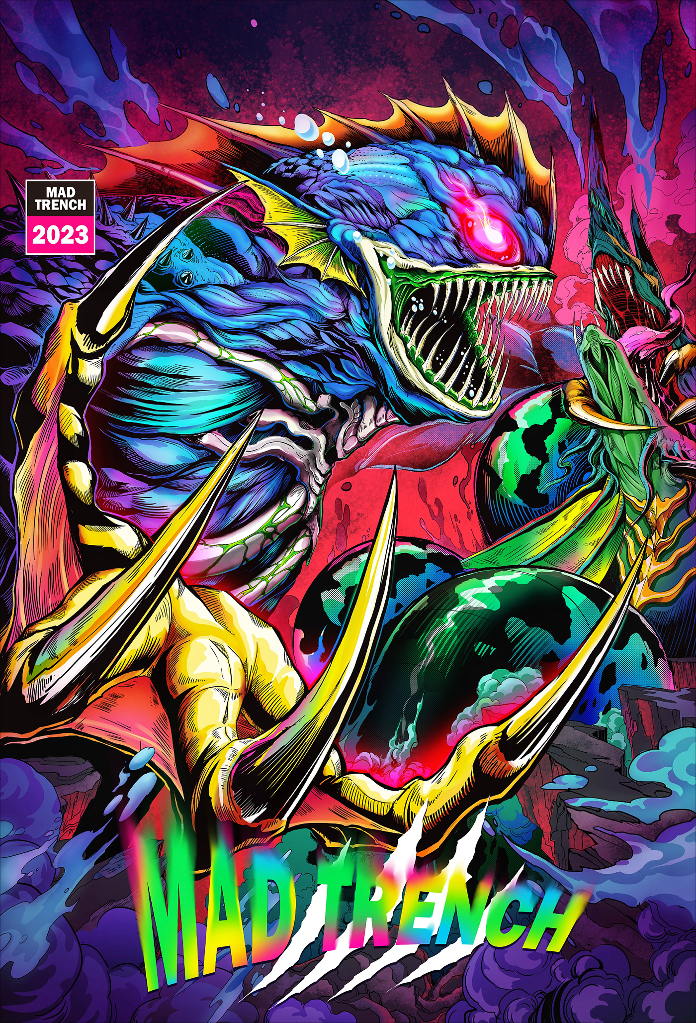 comics ILLUSTRATION  Illustrator kraken monster Photography  poster Poster Design trench 插画