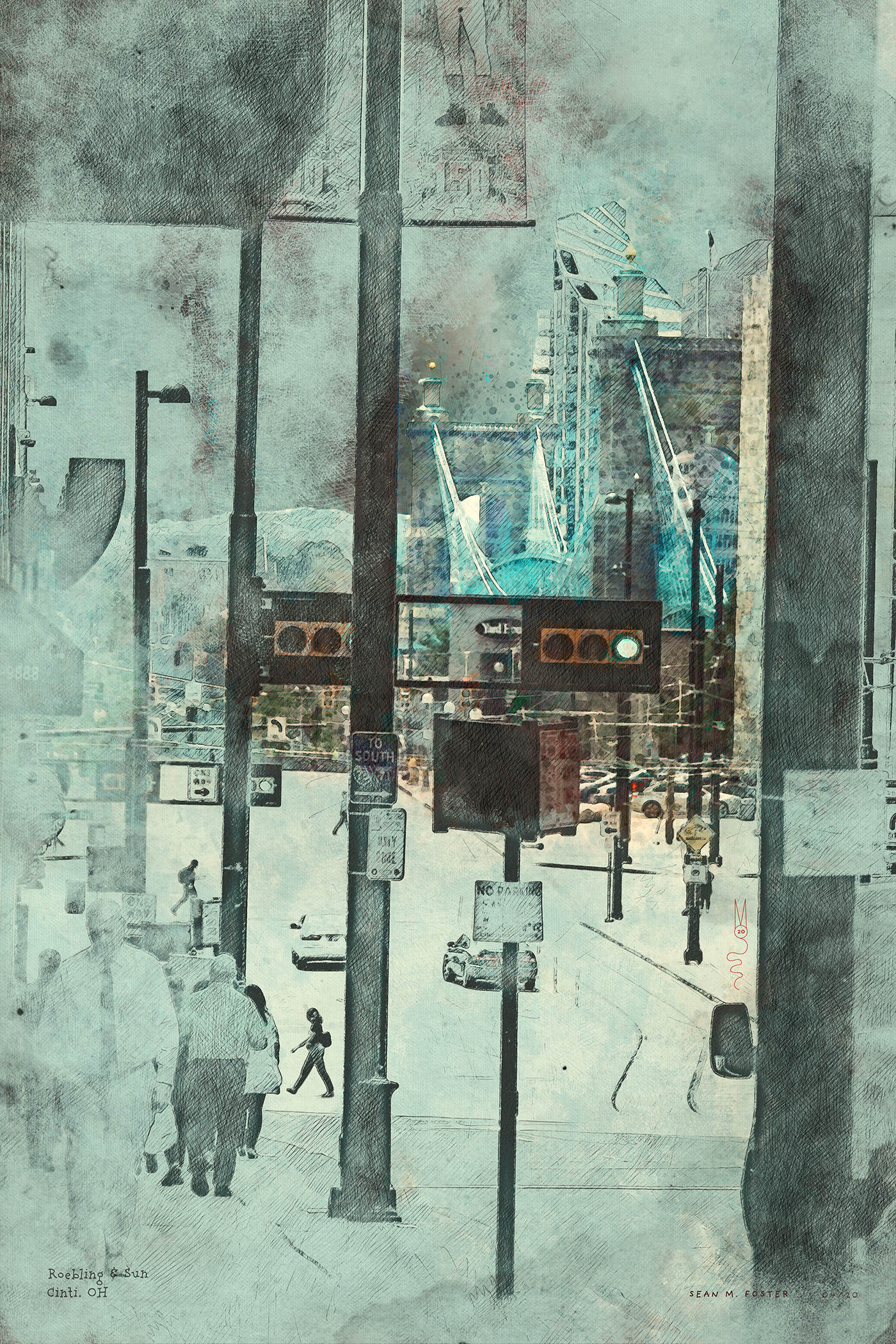 100daysproject architecture cincinnati cityscapes collage Digital Art  over the rhine watercolor