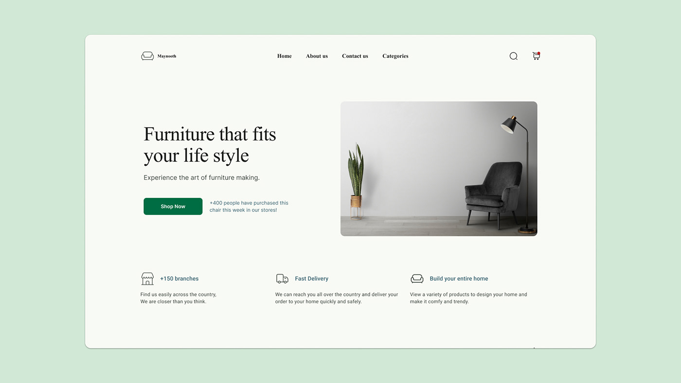 furniture design UI/UX Website Design Ecommerce Figma landing page ui design user interface Web Design 