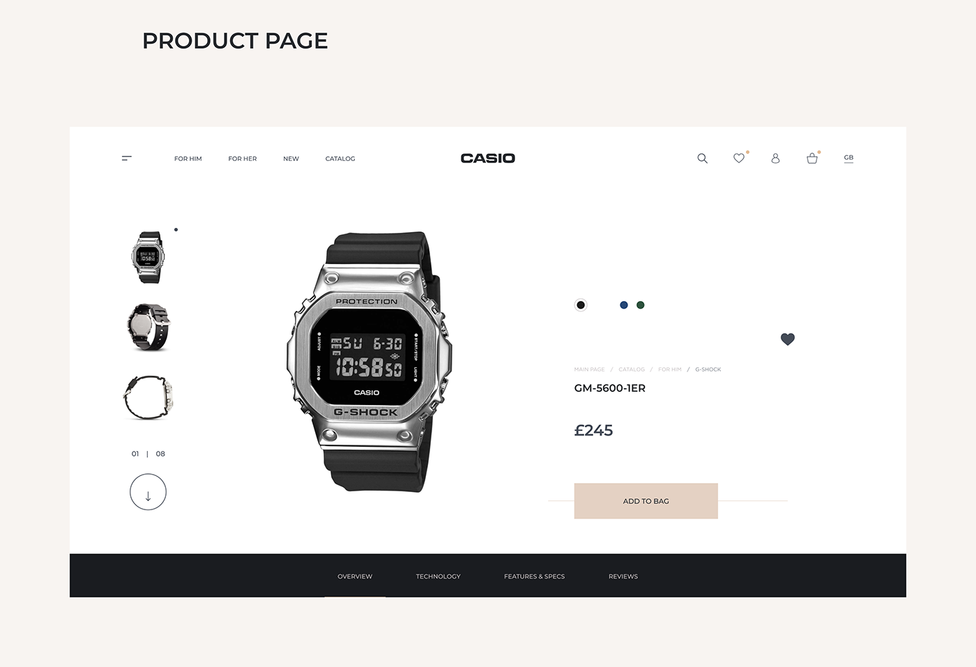 Casio e-commerce Interface japan online store watch clean Minimalism store Watches