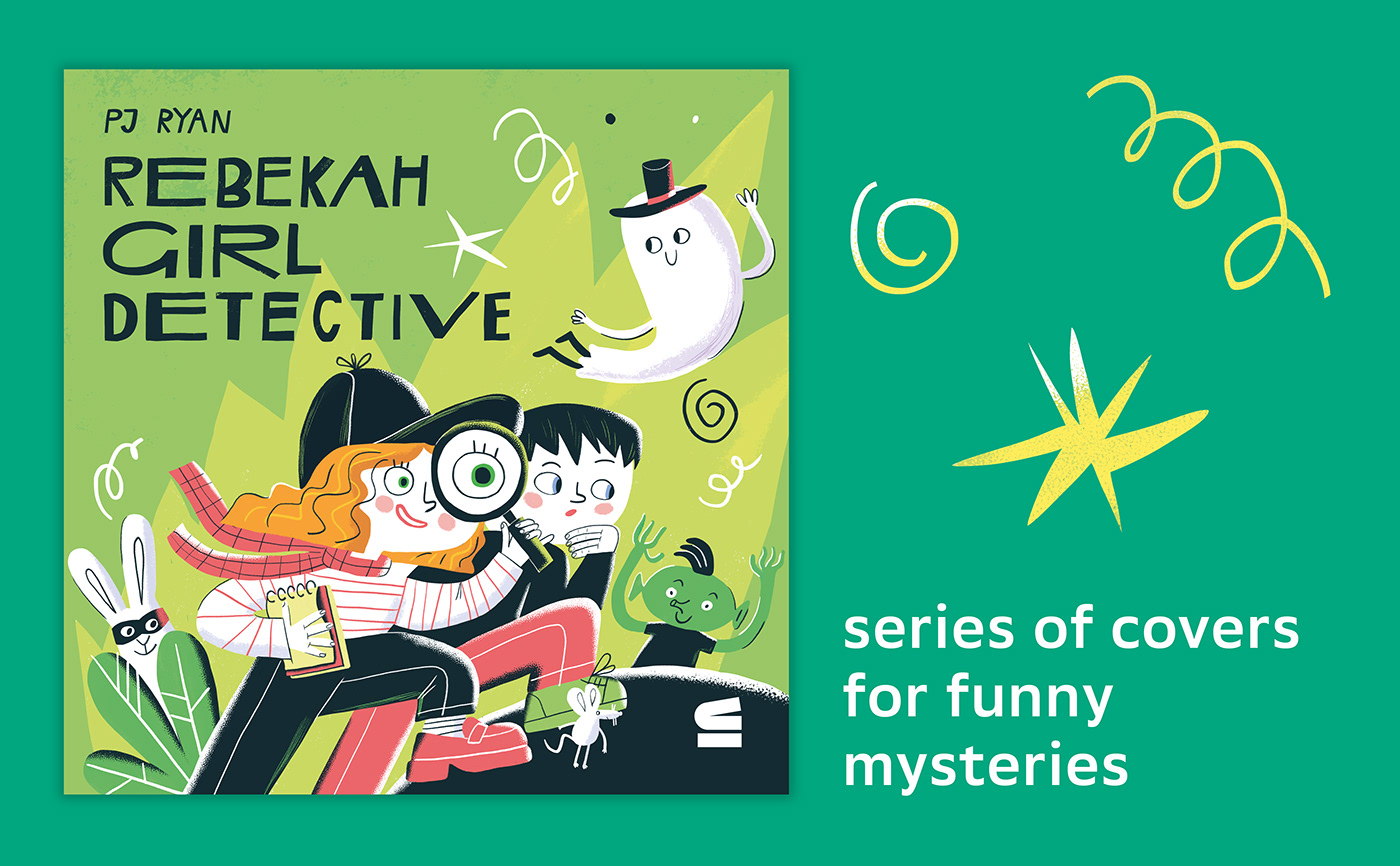 cover ILLUSTRATION  kids mystery detective children's book lettering Character book cover Middle grade