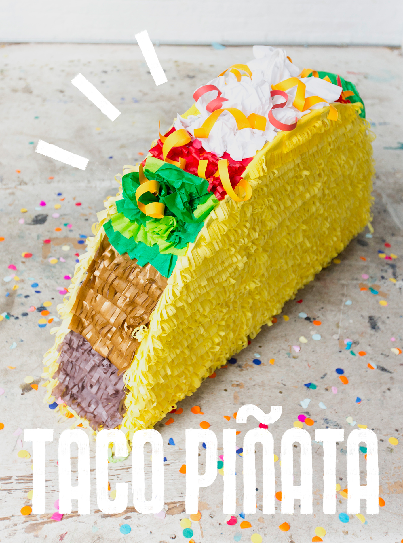 Piñata taco mexico DIY paper party Food  confetti craft yay