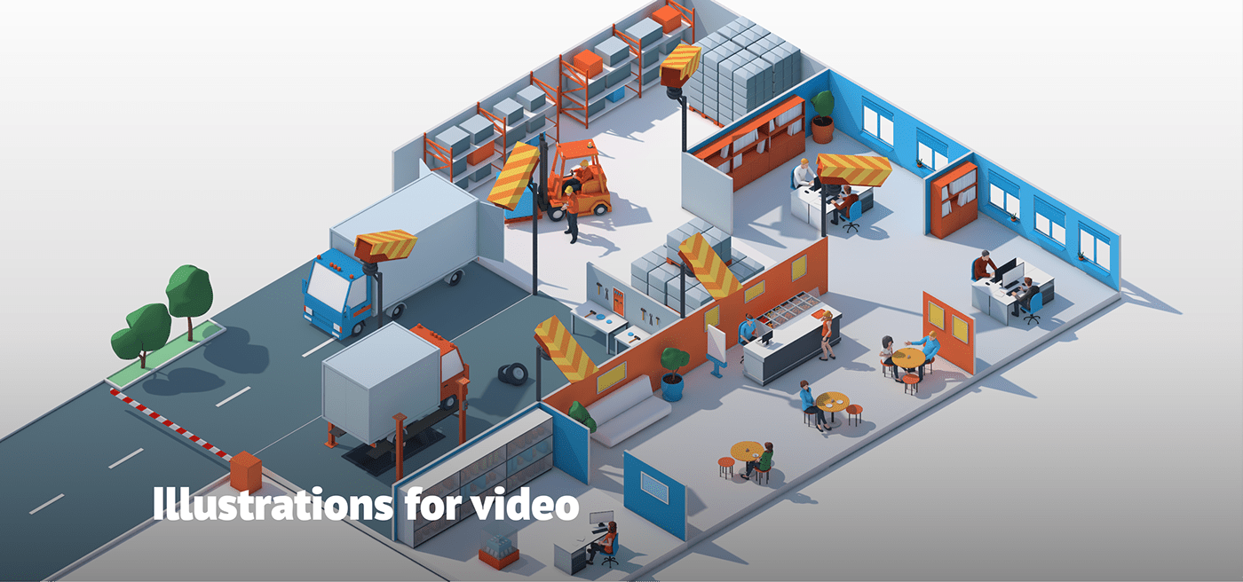 3D animation  business houdini video 3d animation Isometric