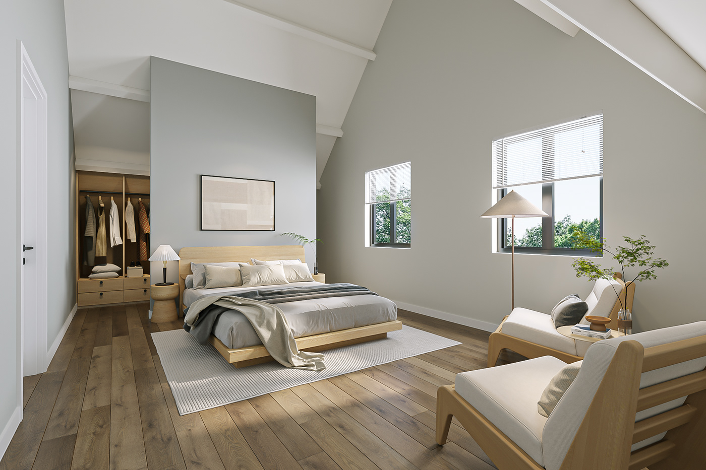 3ds max corona render  modern coffee shop shoebox 3d floor plan Scandinavian interior design 