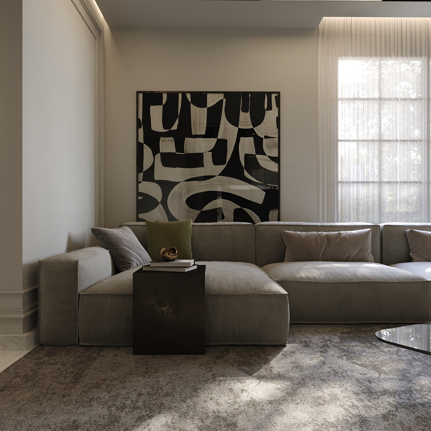design living room interior design  Render archviz visualization corona CGI mirror color