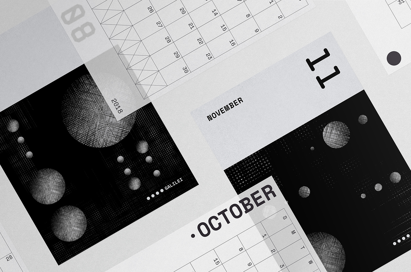 Jupiter moon calendar astronomy Packaging silver paper tracing paper poster vacuum typography  