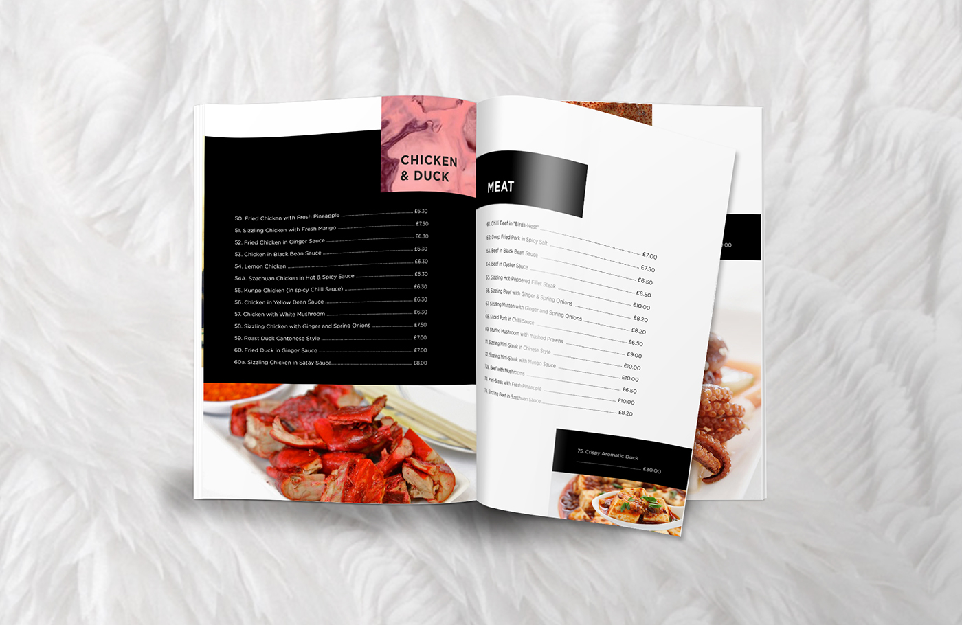 Chinese restauranr fish Abstaract Balck and white London Modern Design color background