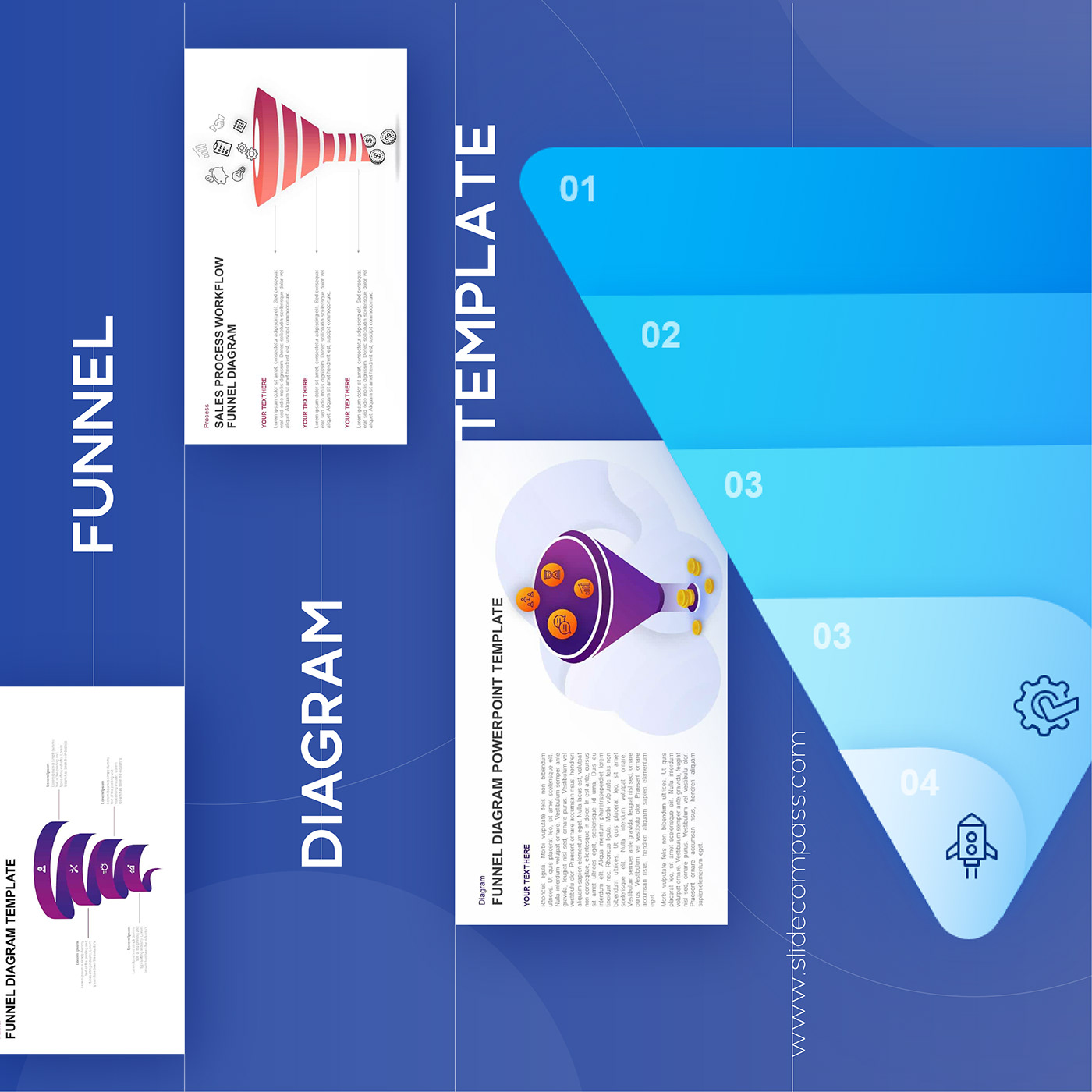 blue creative digital marketing funnel presentation Promotion Socialmedia templates