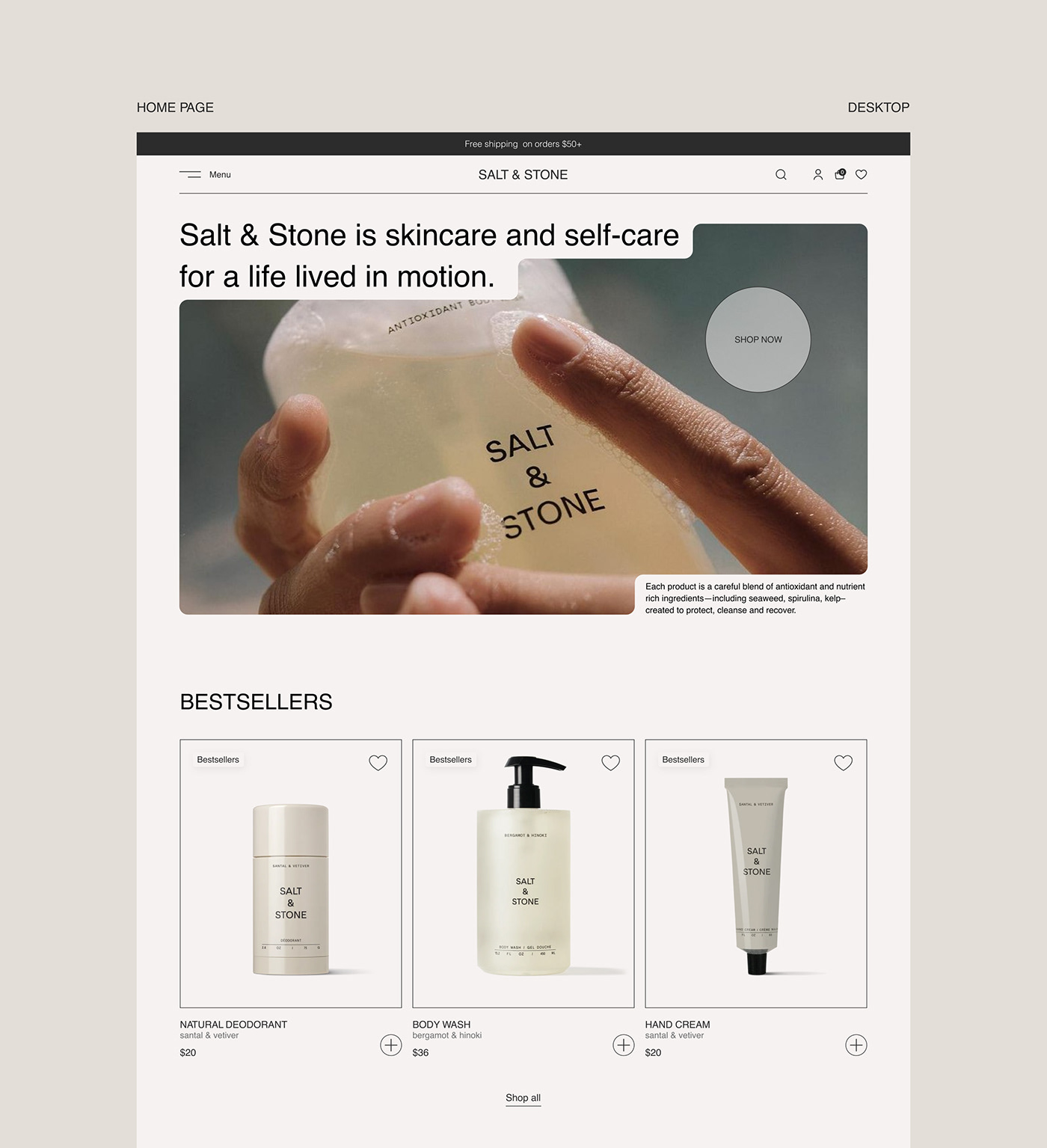 beauty e-commerce Web Design  UI/UX Figma cosmetics store online store skincare landing page