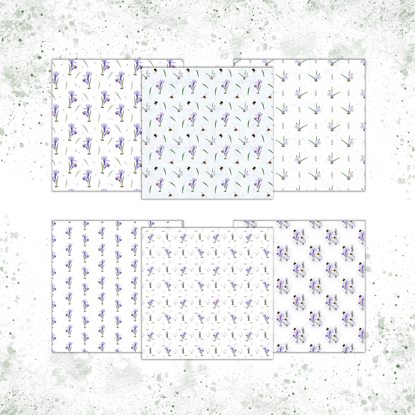 pattern Digital Art  Procreate watercolor crocus flower floral fabric textile design  print