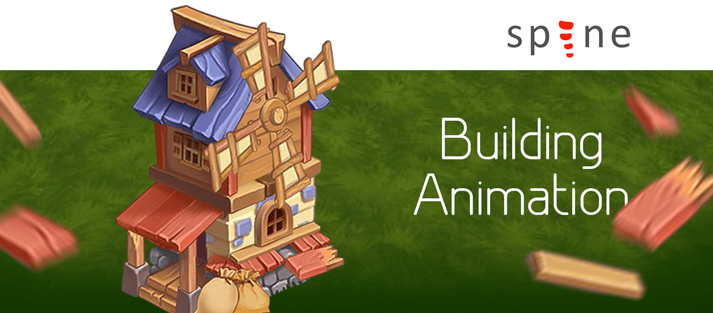 2D animation  building house spine environment garden Repair windmill