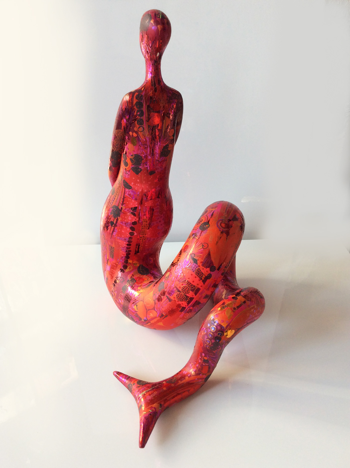 Snake Woman fantasy doll sculpture calm femininity Flexibility mermaid snake red doll