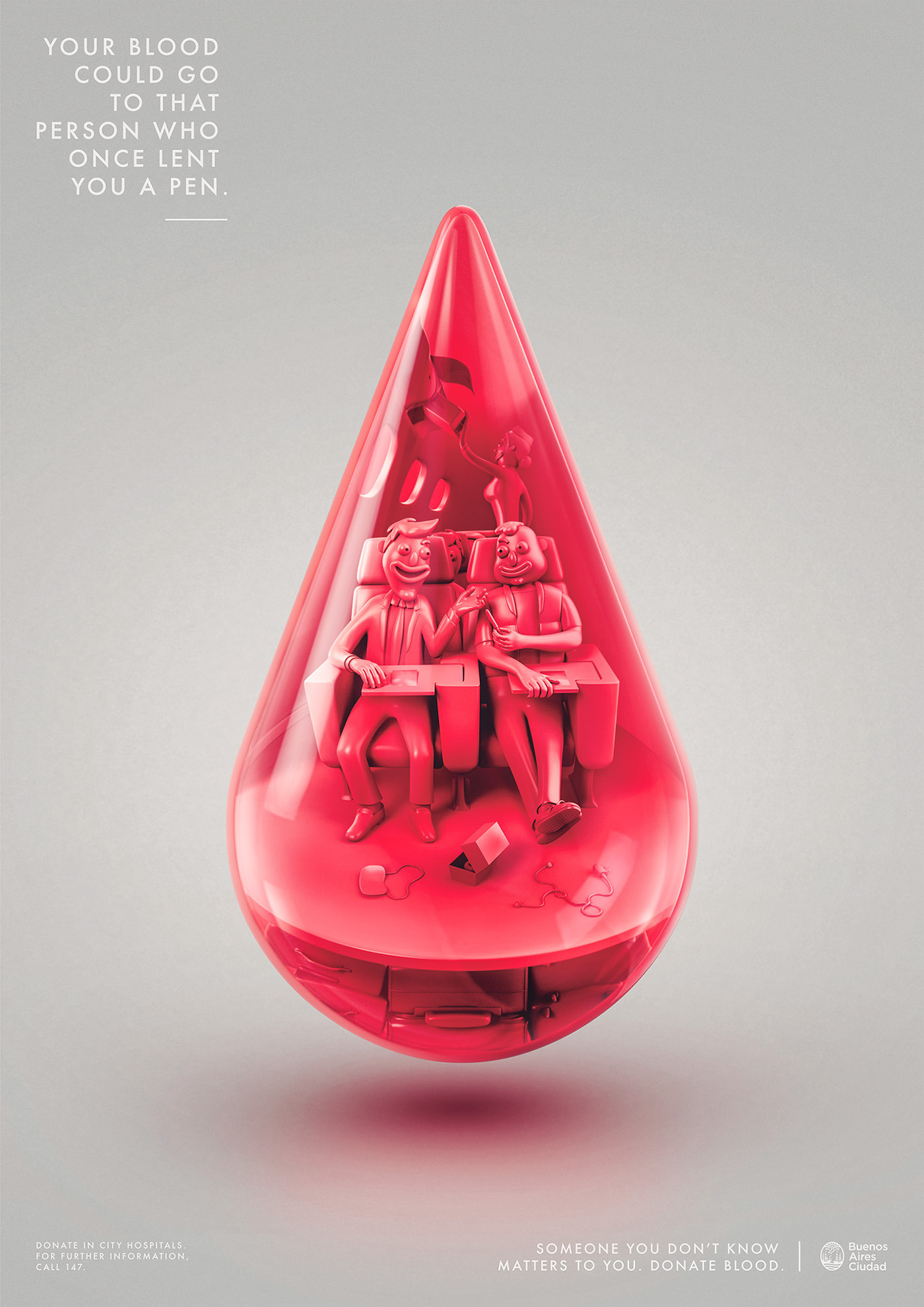 blood donation poster modeling 3D characters Advertising  campaign