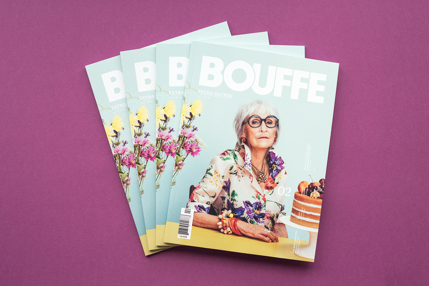 magazine mag print Bouffe bouffe média cake cocaine extra gluten extra gluten old women photo flower shooting cover
