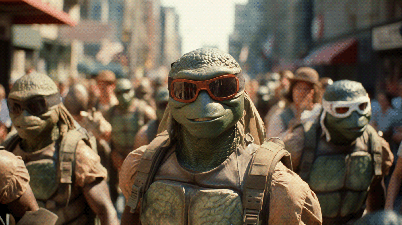 ai generative art fiction Ninja Turtles TMNT teenage mutant ninja Donatello Michelangelo Leonardo raphael