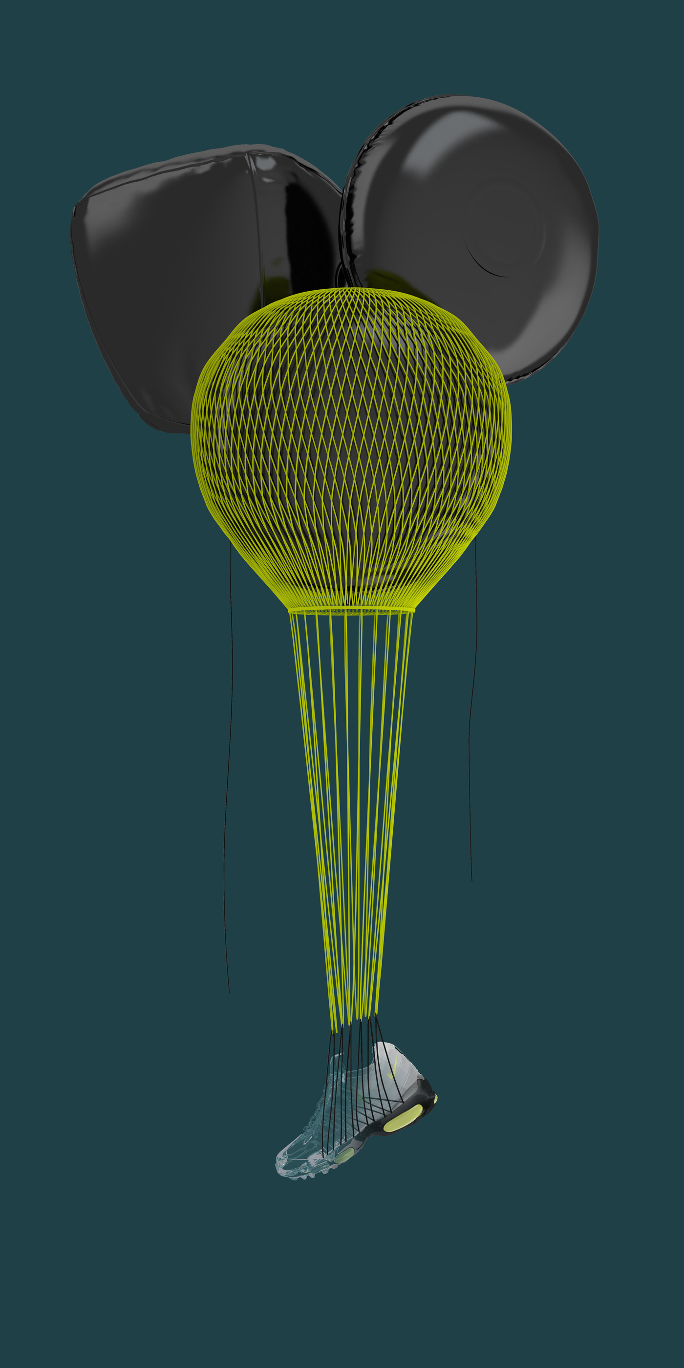 Nike sneaker advert CGI slime green balloon CG TYPE 3D Type cg illustration 3D illustration