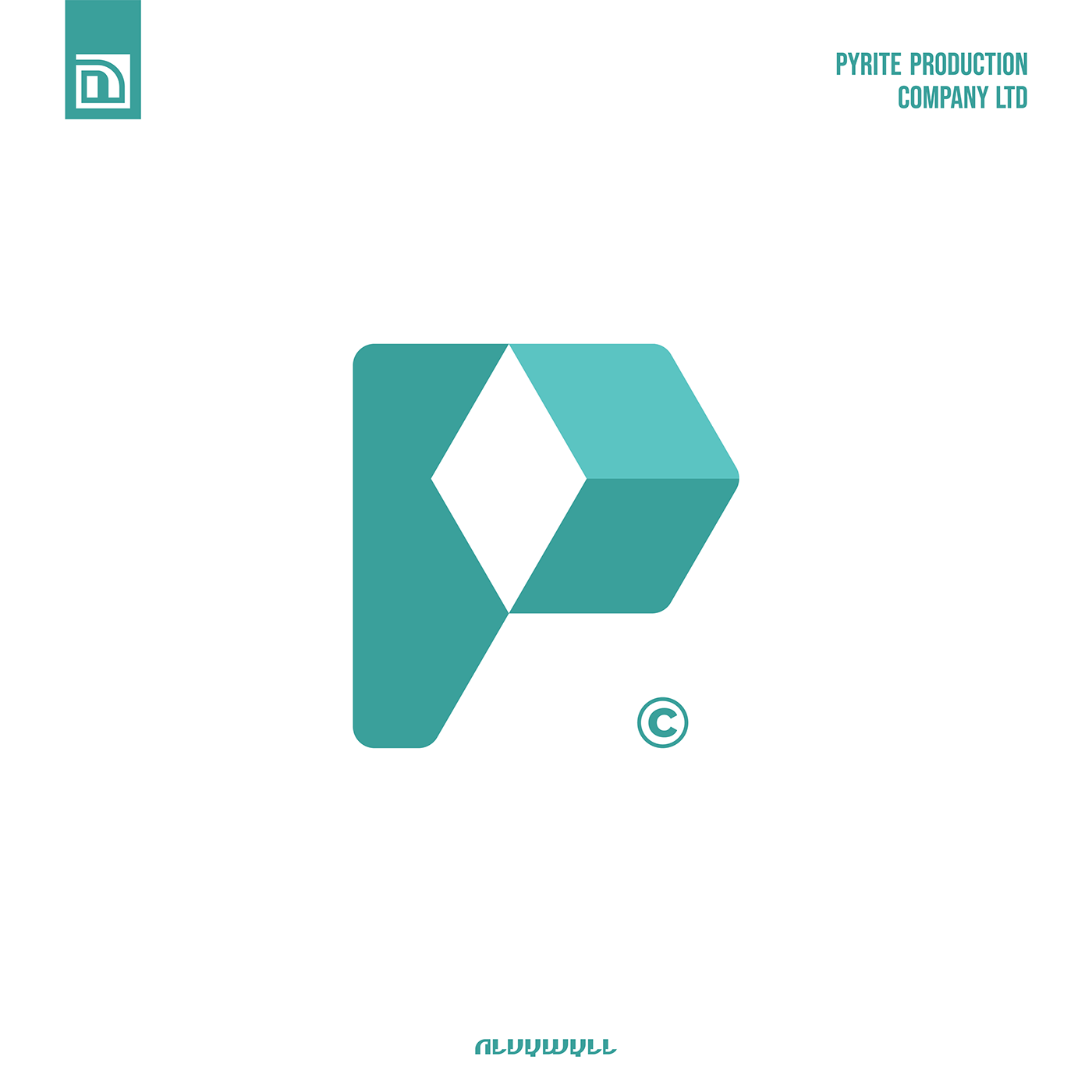 letter initial p  logo design visual identity branding  box cube crystal