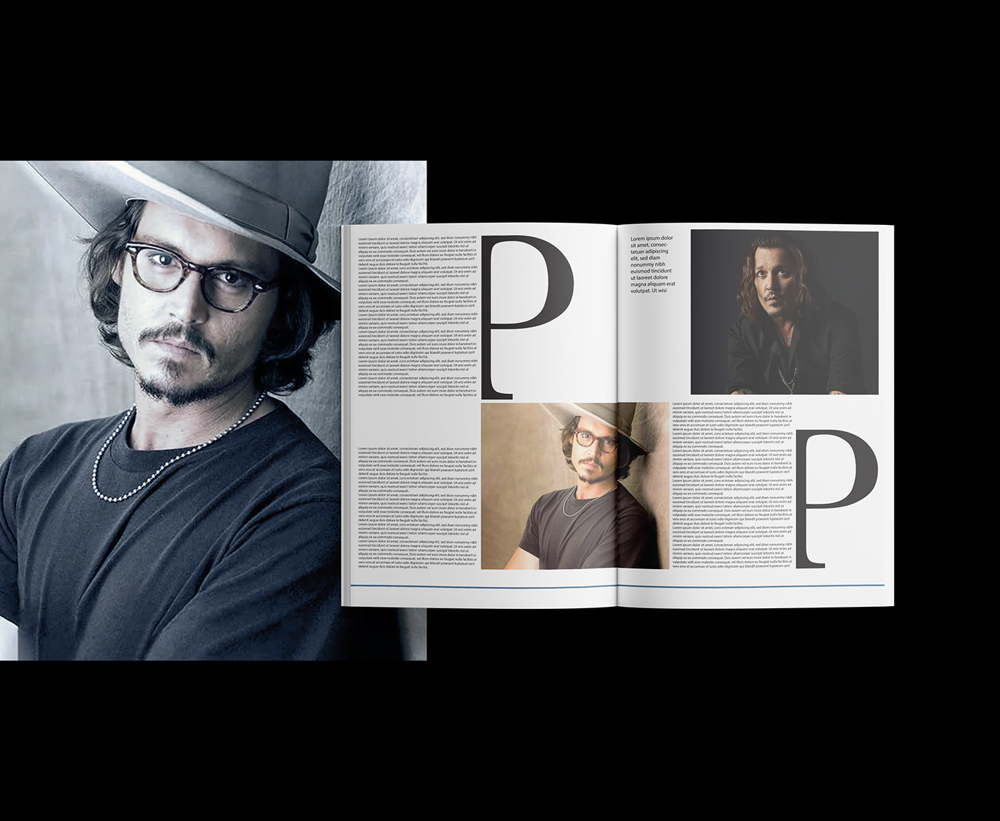 johnny depp magazine magazine layout Magazine design design graphic design  actor