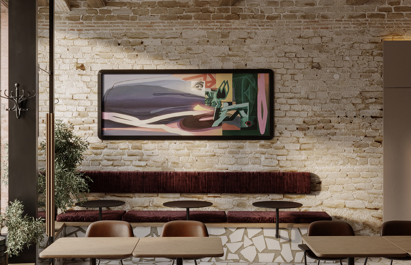 Interior architecture restaurant pizzeria Pizza interior design  visualization Render cafe bar