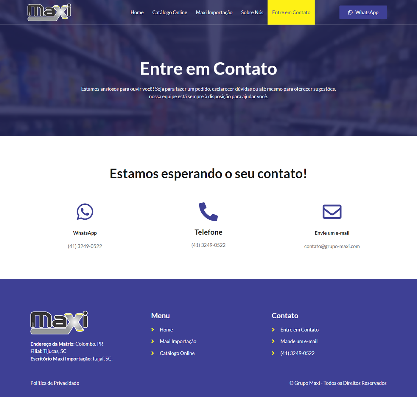 site site institucional Atacado varejo roxo laranja Mercado Importação elementor wordpress