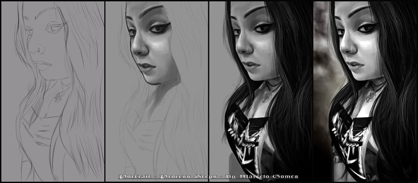 digital painting   digital painting portrait retrato ILLUSTRATION  girl face Stillness Drawing 