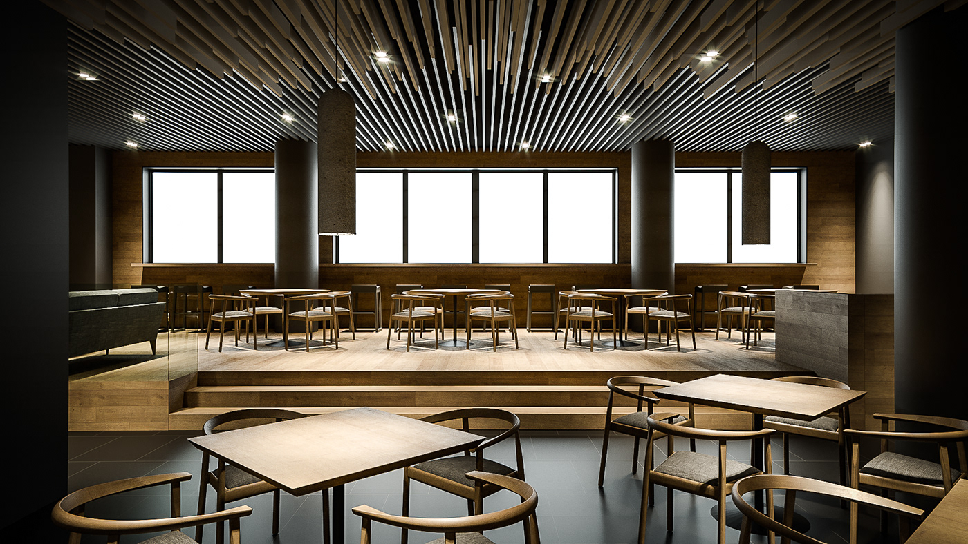 3D 3ds max archviz cafe CGI corona Interior interior design  Render visualization