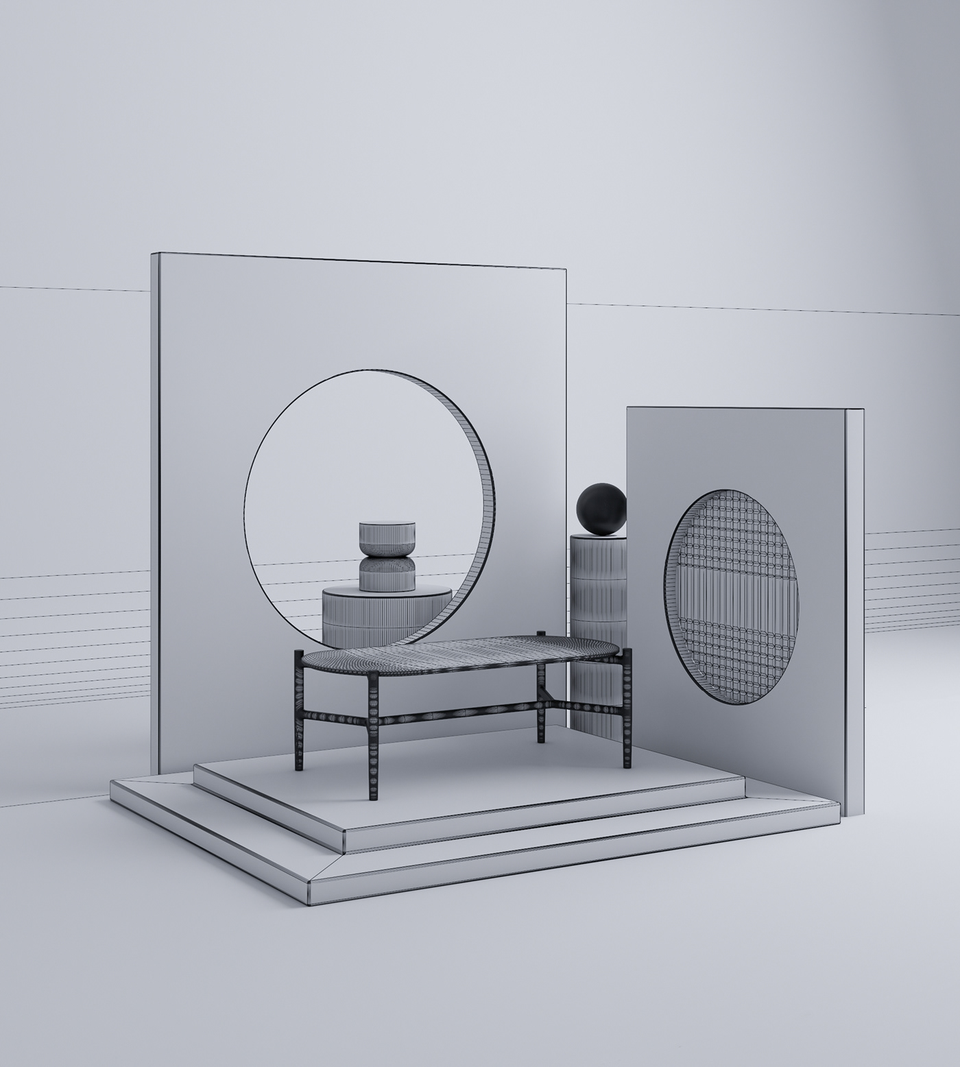 3D architecture CGI cimento furniture minimal Render set design  visualization