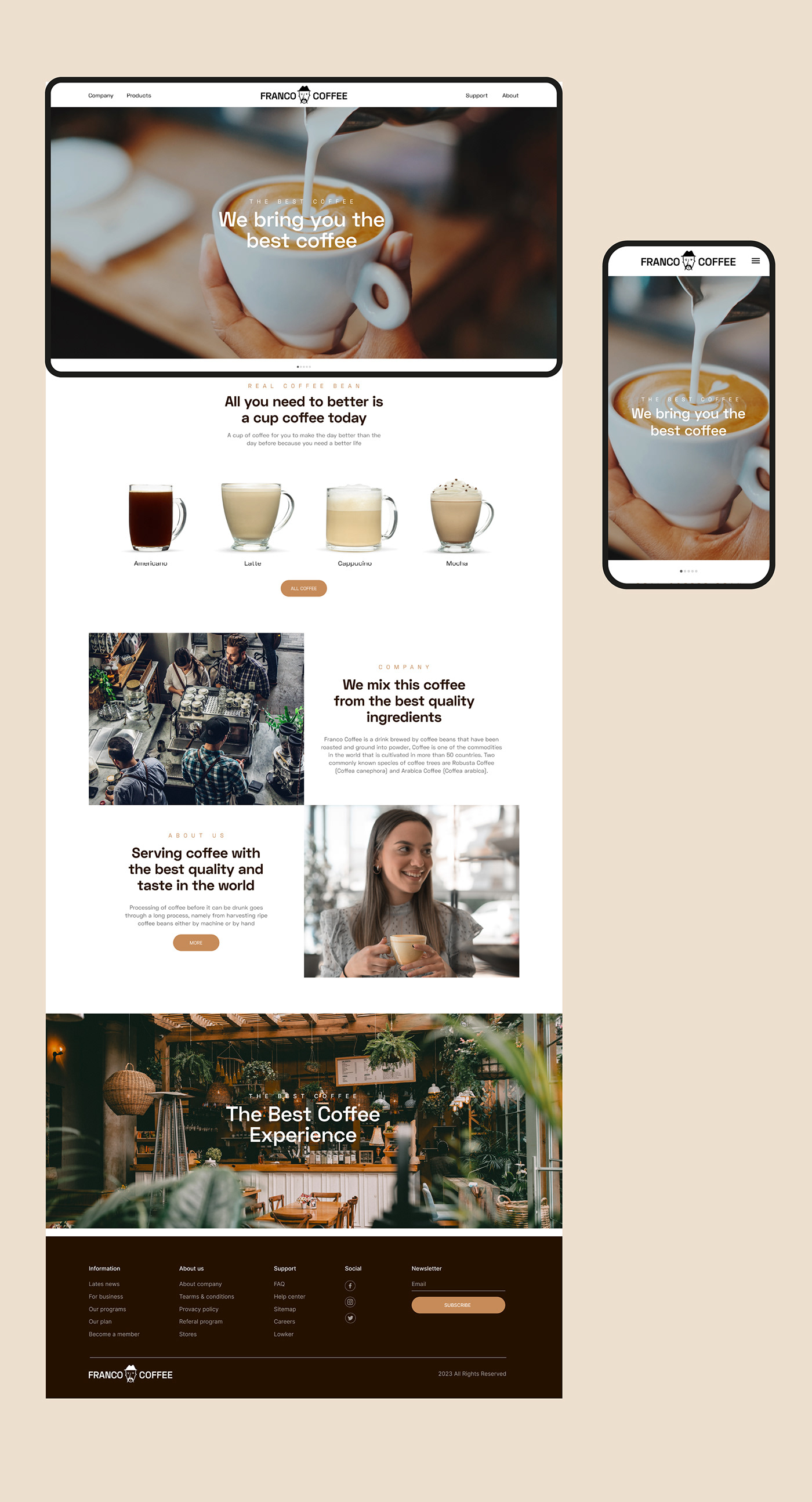 Coffee designer graphicdesigner landing landingpage site UserInterface Web Webdesign webdesigner