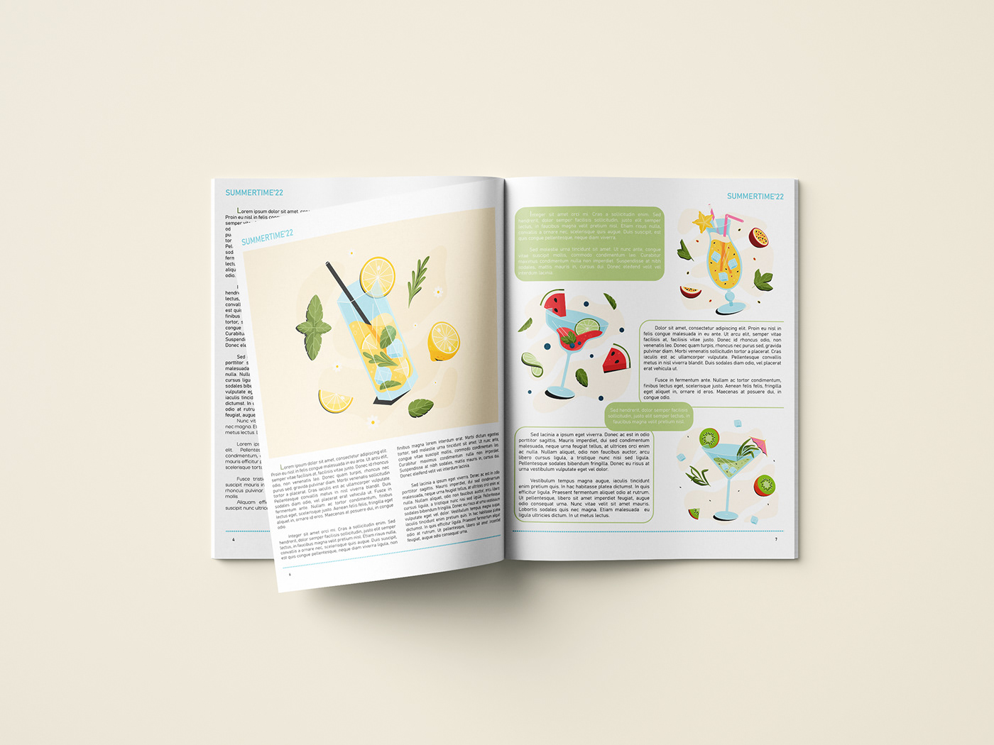 flat illustration lemonade summer vector web illustrations Editorial Illustration drink food illustration Fruit magazine