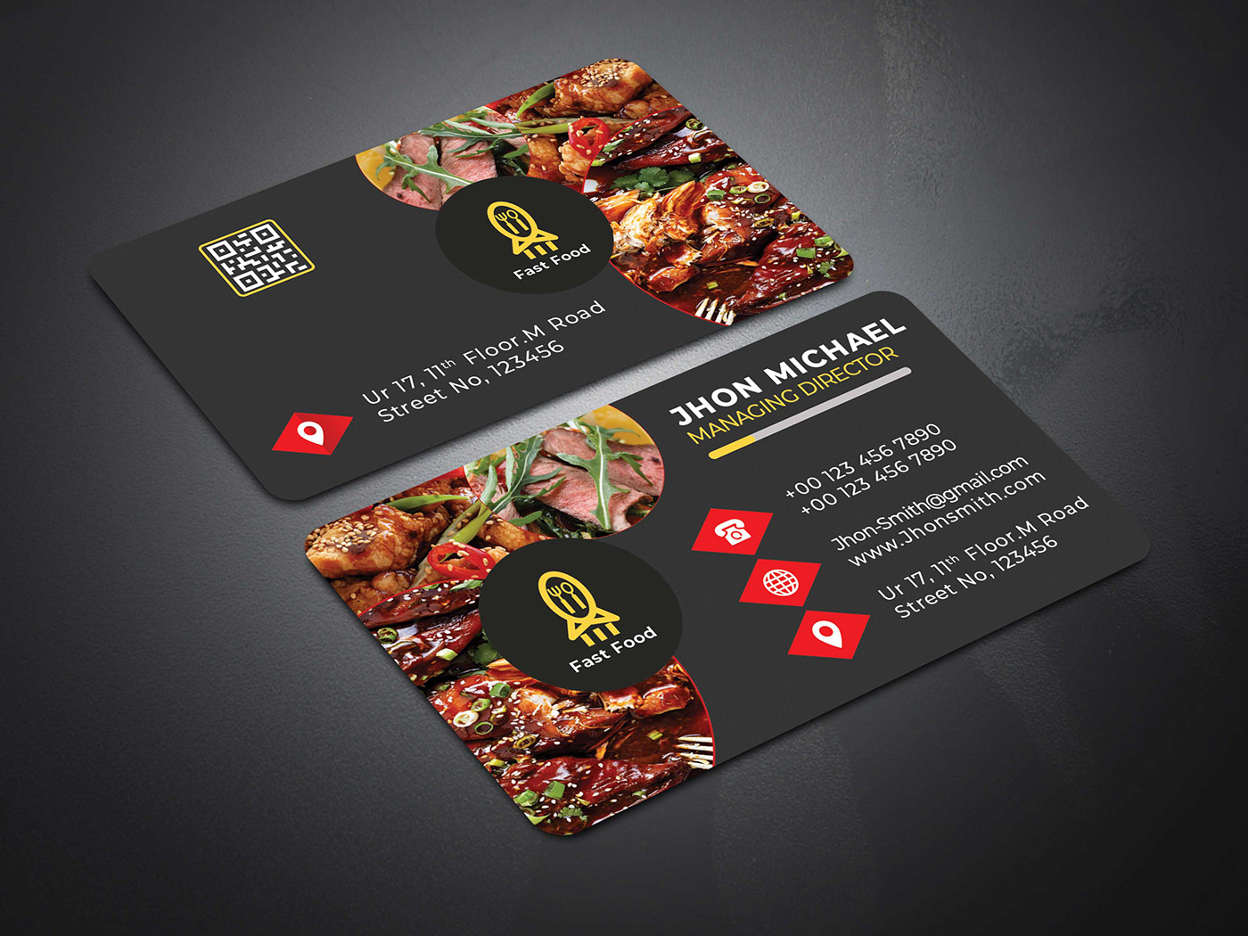 BAR BQ beef black burger caterer catering chef card  cookout food business card Creative Design