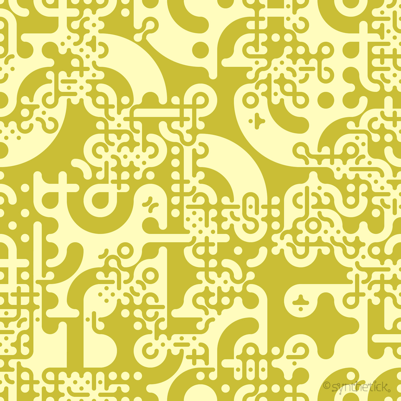 Seamless pattern of Truchet tiling. Repeating geometric shapes. Creative coding computational design