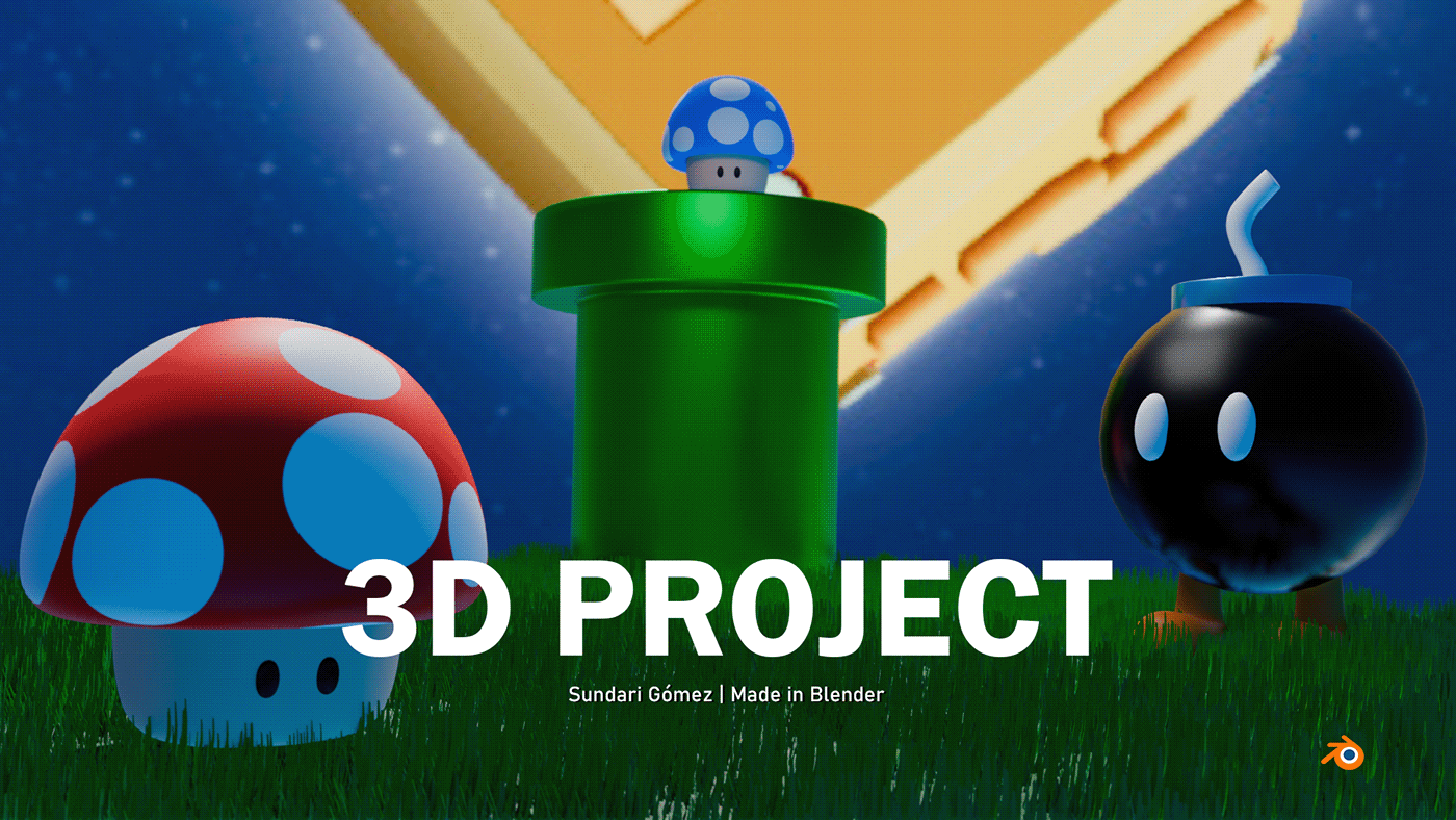 blender 3D Render composition Mario Bros Nintendo Video Games