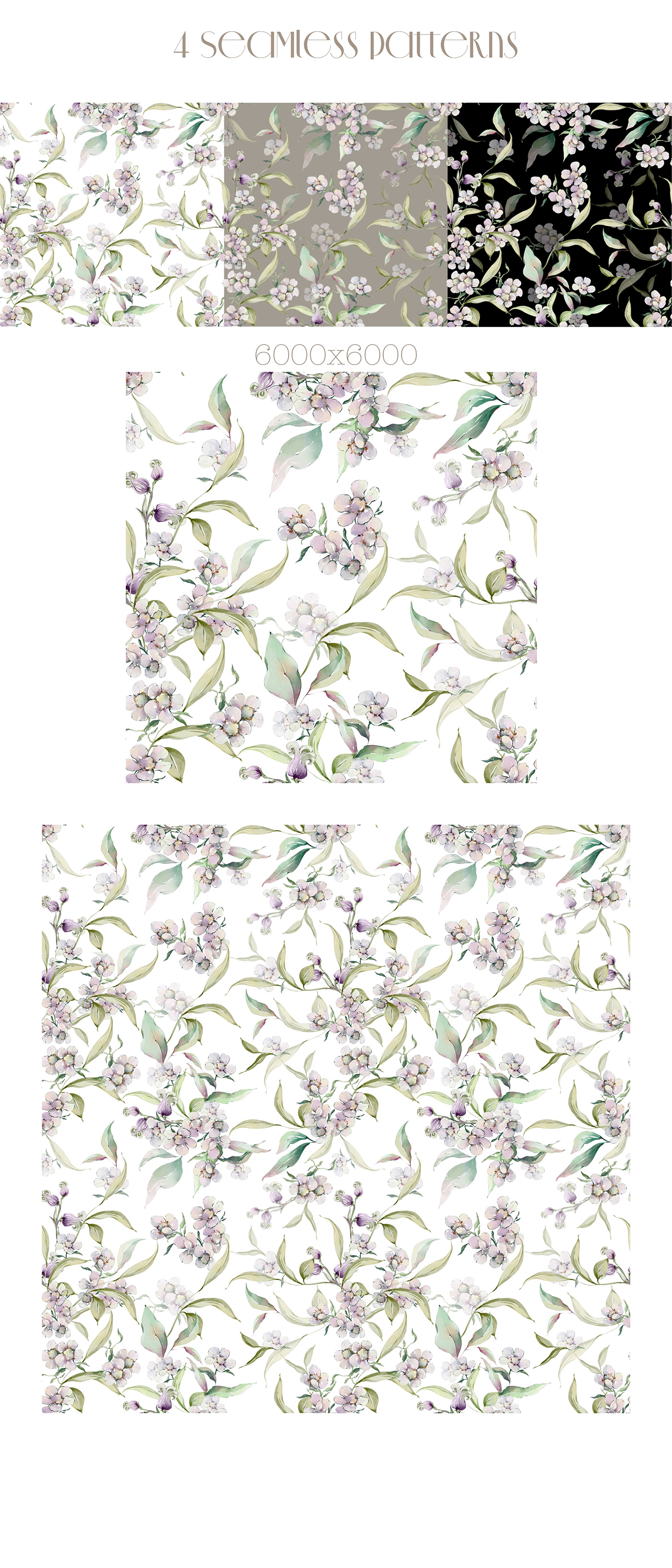 watercolor floral pattern lingerie brand Baby Shower bridal wedding textile fabric pattern