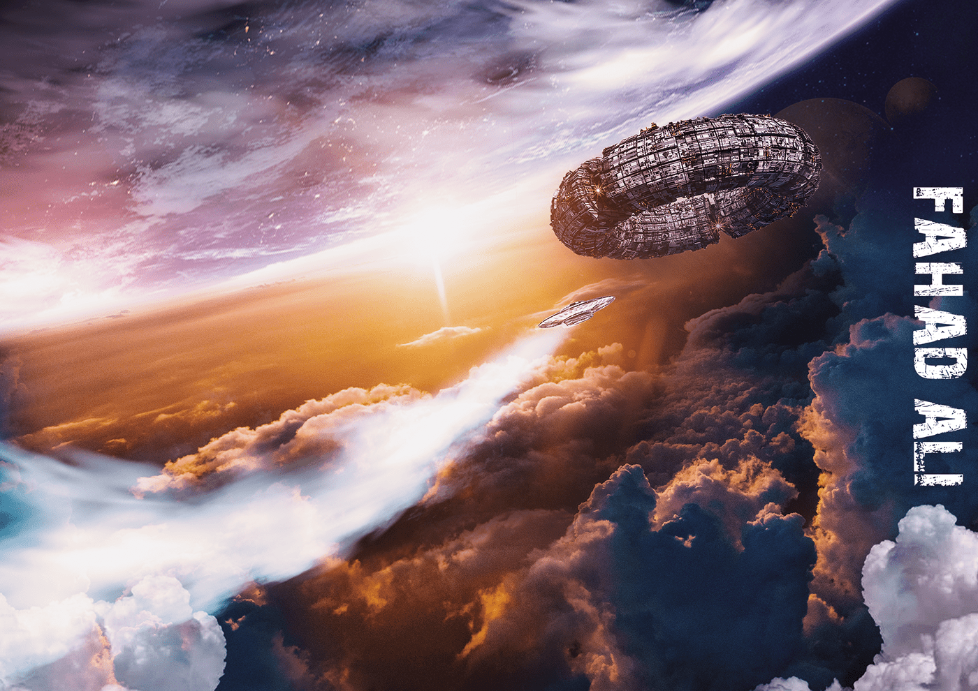 manipulation Space  UFO world earth SKY cloud fahad scene art