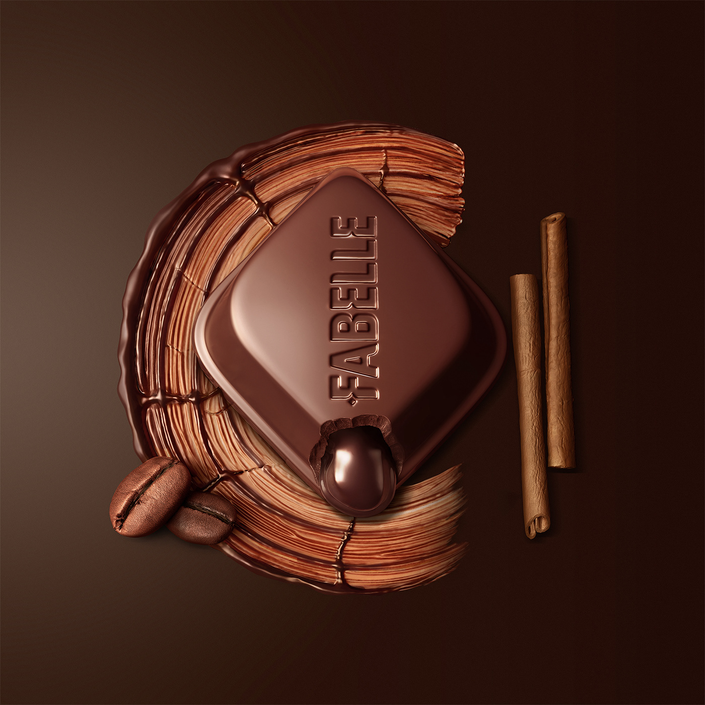 chocolates Fabelle CGI 3D realistic retouching  product Food  luxury branding 