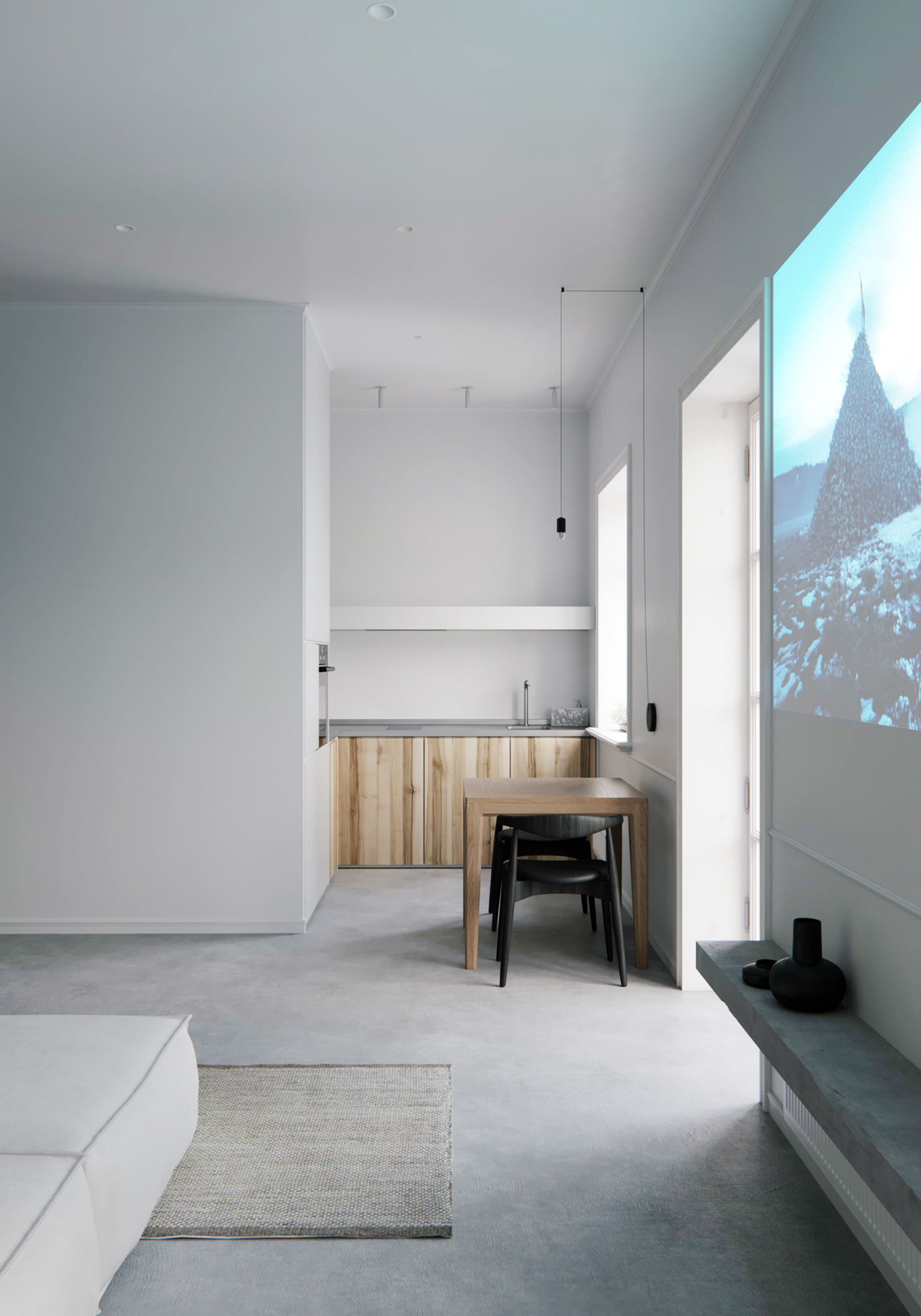 Minimalism modern White Interior design Render minimal
