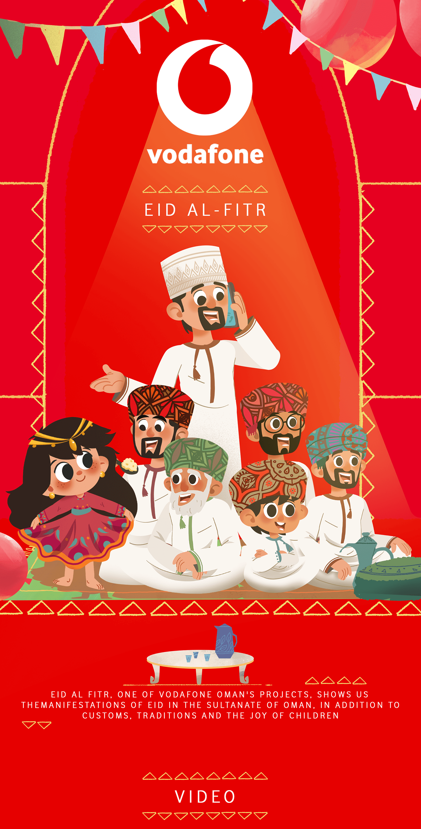 artwork cartoon Character design  concept art Eid islamic motives Oman red vodafone