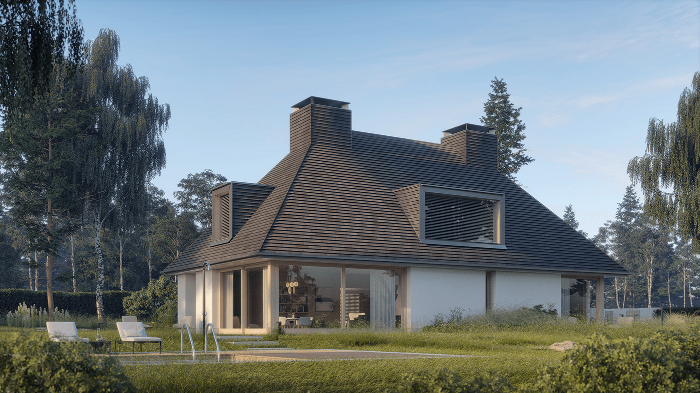 archiviz architecture rural countryside cabin visualization 3D archviz Render