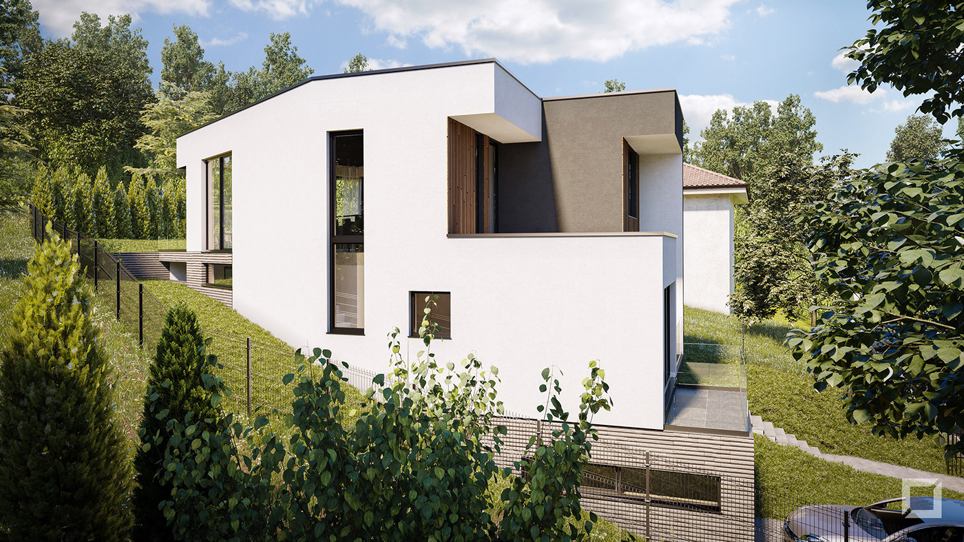 architecture archviz clean exterior house minimal modern Render