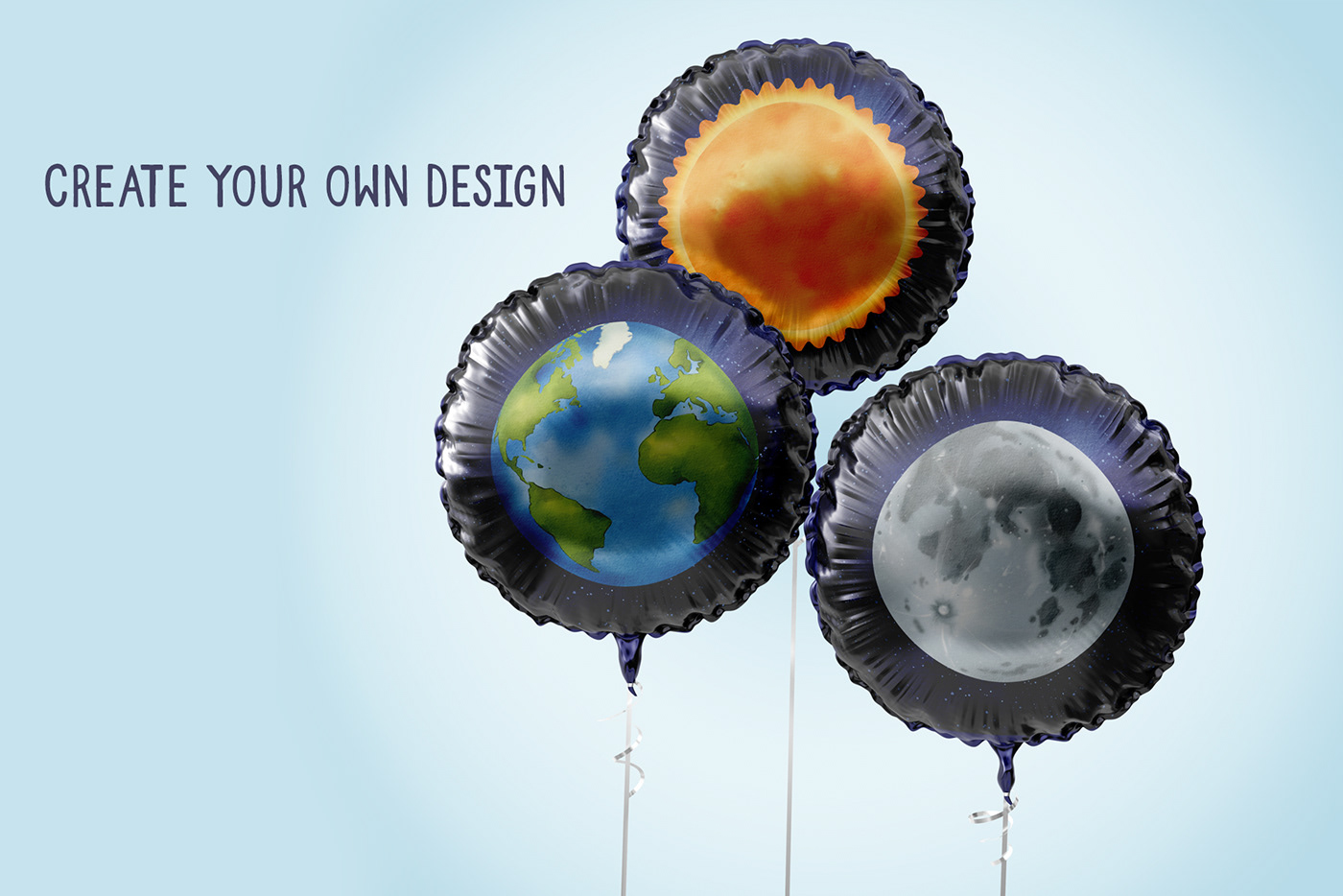 Utilizing space-themed illustrations for decorating inflatable balloons