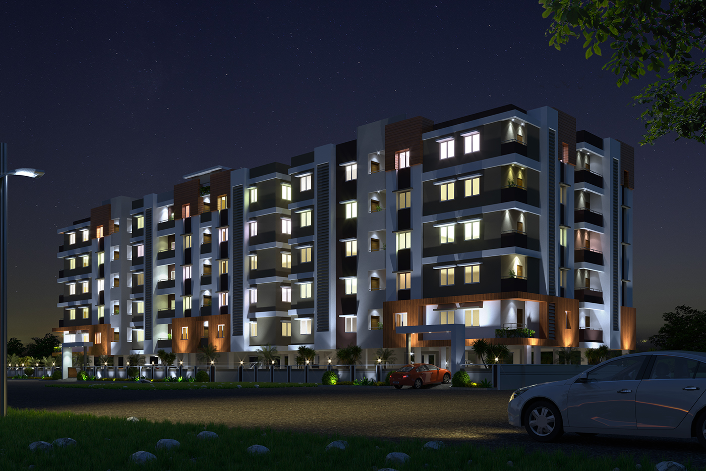 residential exteior Elevation design 3D Render Hyderabad
