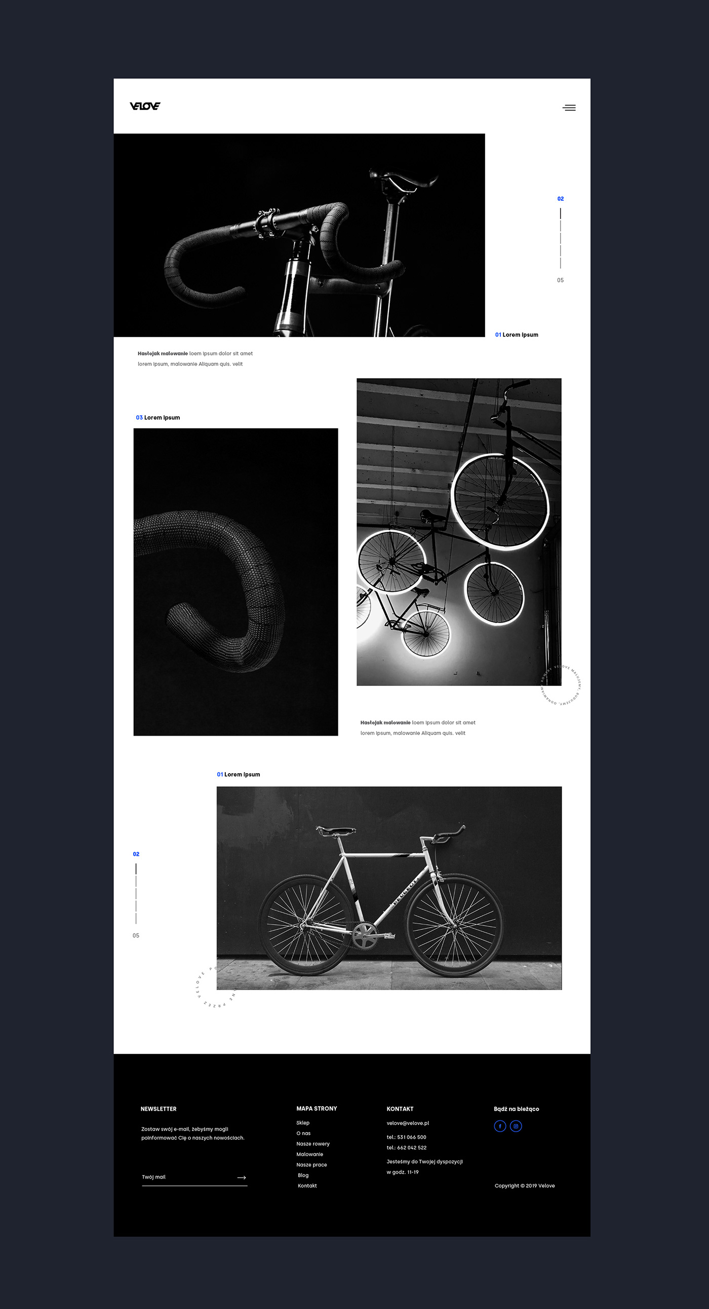 Bike black menu slider UI/UX Web Design  flat design e-commerce Page Template