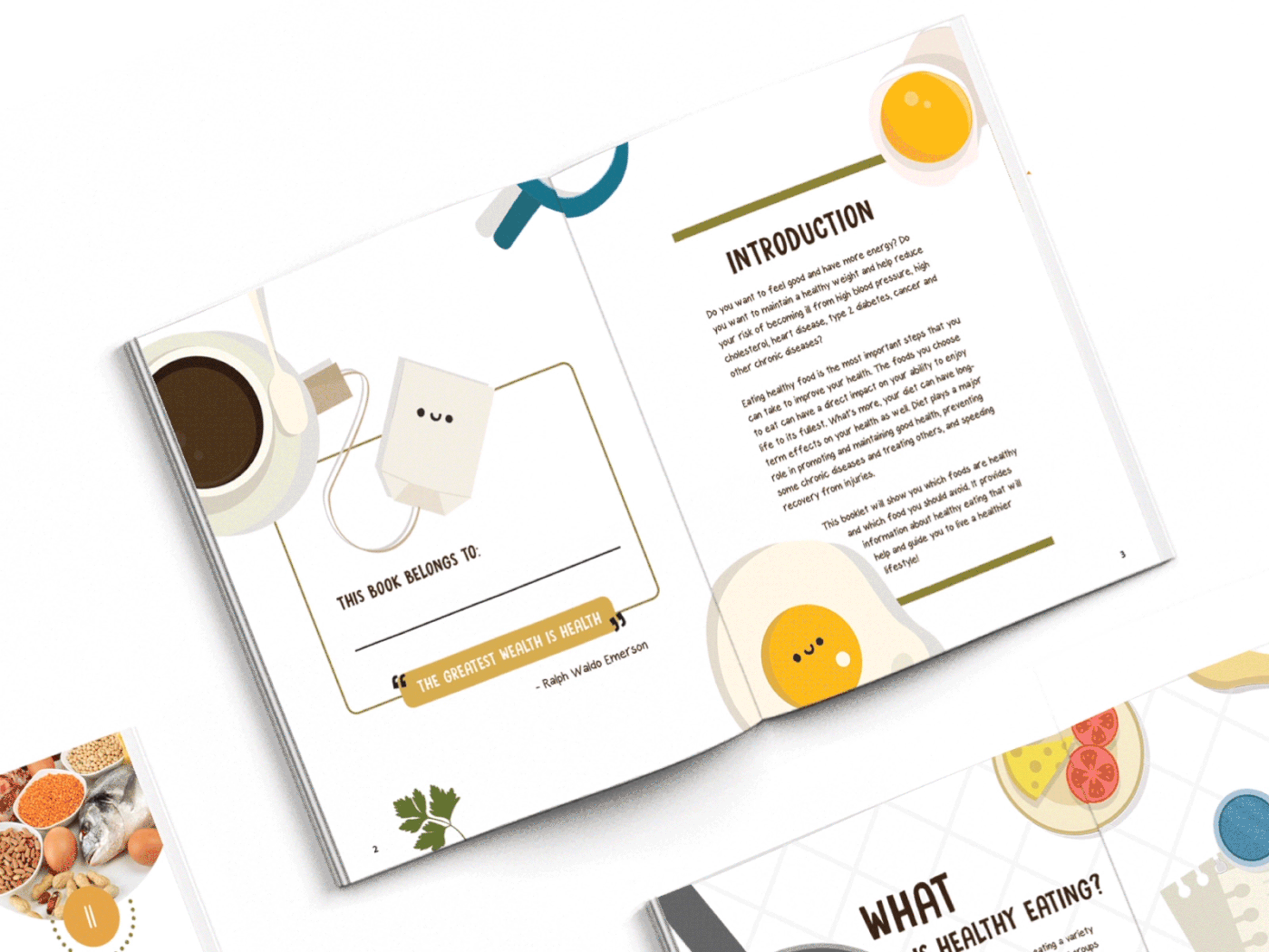 Booklet Layout Design healthy eating children InDesign ILLUSTRATION  motion graphics  animation 
