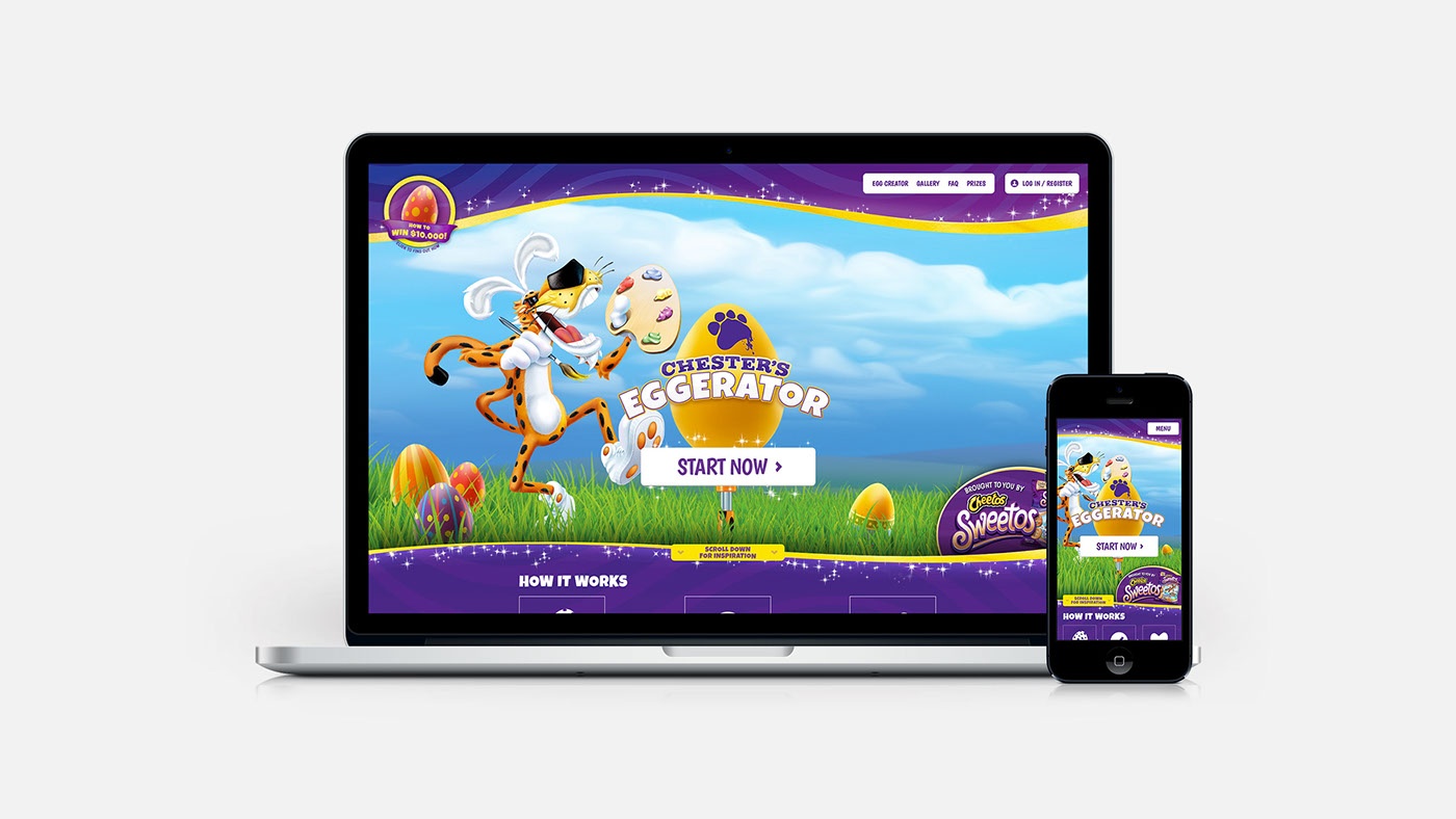 Cheetos egg Easter 3D cheetah canvas html5 design mobile Responsive photoshop compositing