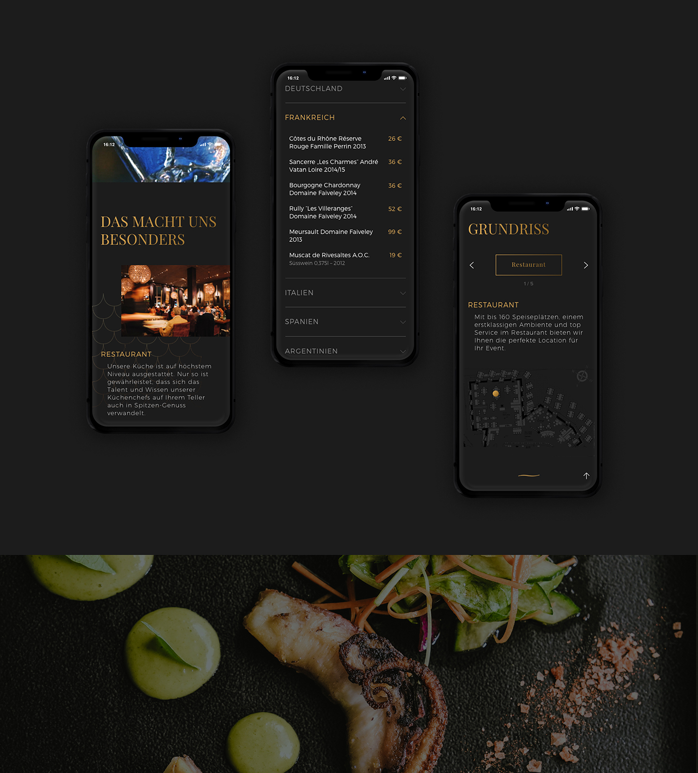 Website restaurant Webdesign Food  Meer sea fish ux UI