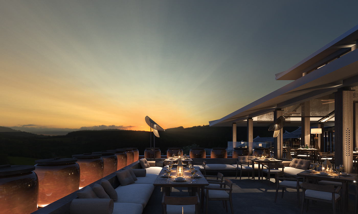 3dsmax corona interior design  lounge Render resort restaurant Rice vray fine dining