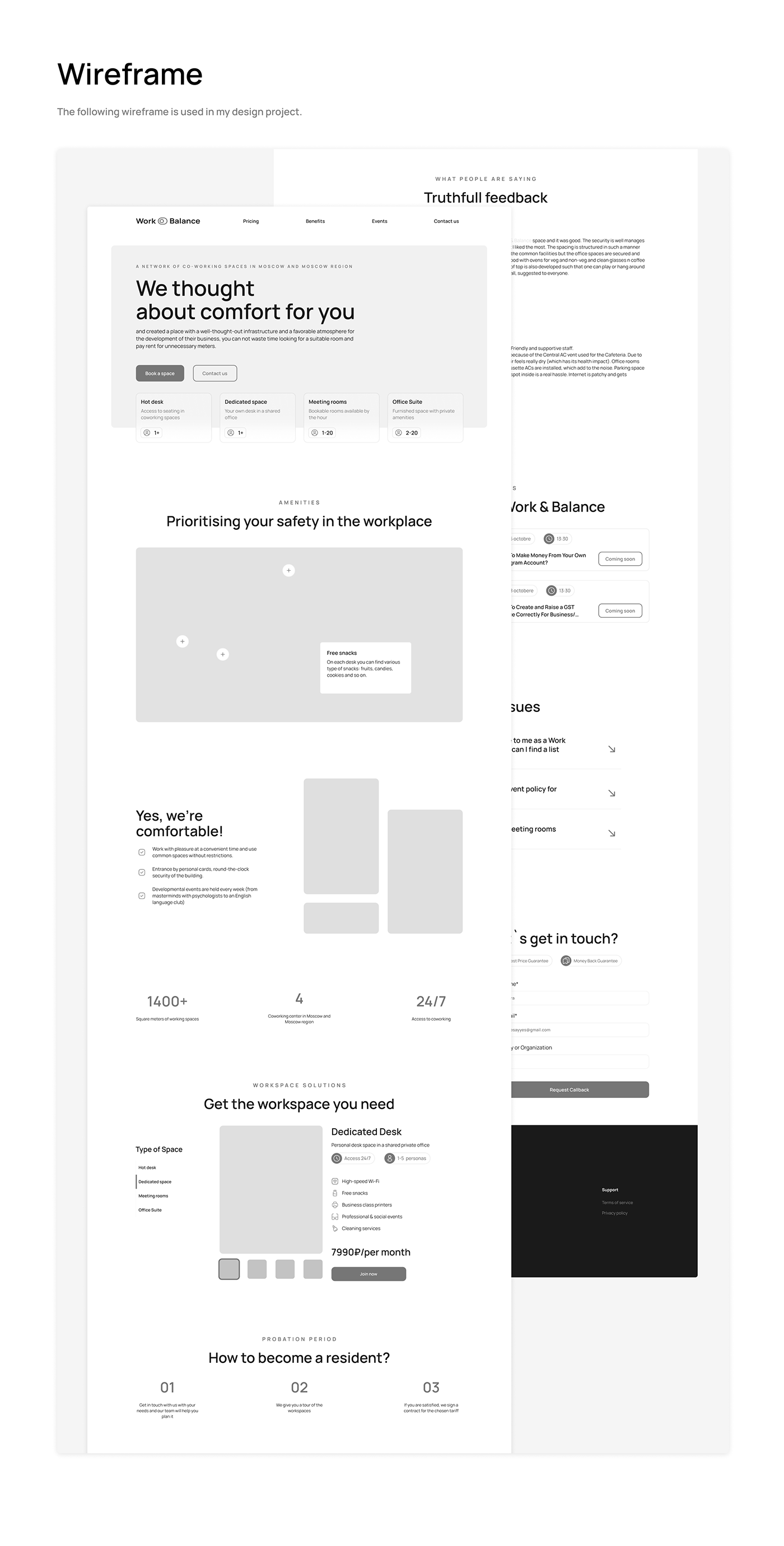 co-working space design Figma landing page UI/UX Website