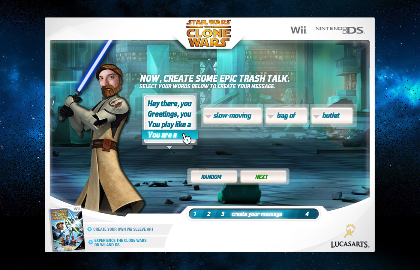 clone wars star wars microsite tfu the force Gaming video game wii DS Nintendo