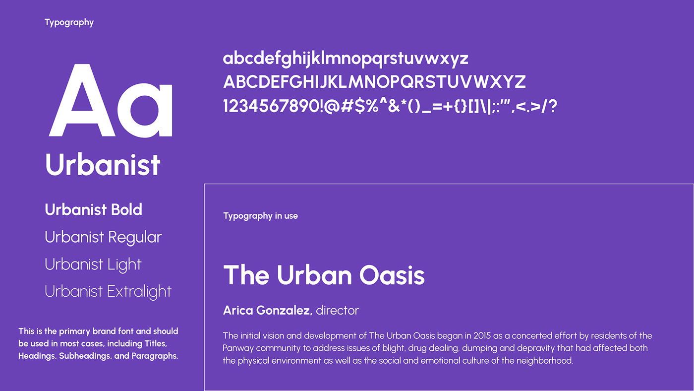typography design and branding for Baltimore nonprofit the urban oasis