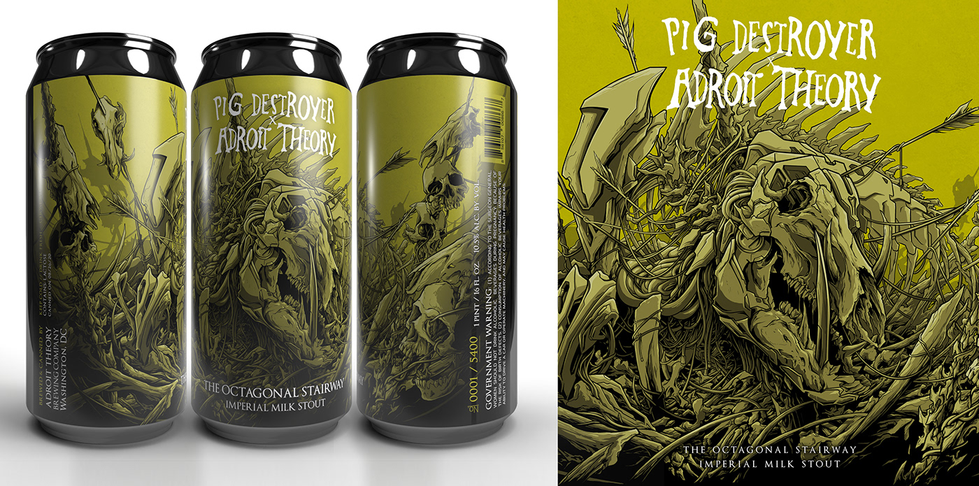 adroit theory artwork beer beer can beer design beer label Beer Label Design Beer Packaging Metal art Pig Destroyer